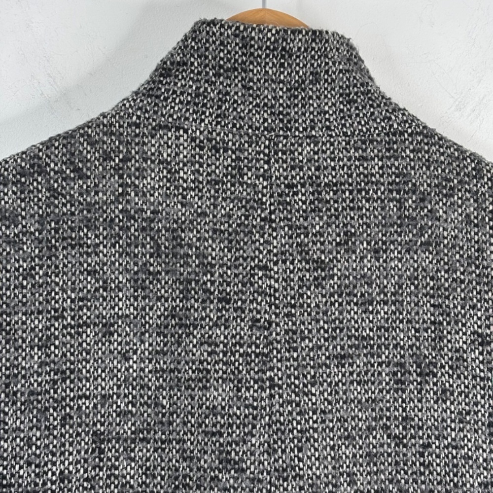 J Crew Daphne Wool Topcoat 8 Tweed Cocoon Coat Black White Old Money Preppy READ - Picture 8 of 15